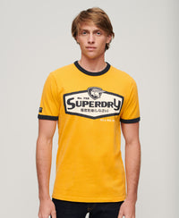 Core Logo American Classic Ringer T-Shirt - Utah Gold/Eclipse Navy - Superdry Singapore