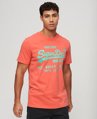 Neon Vintage Logo T-Shirt - Deep Sea Coral