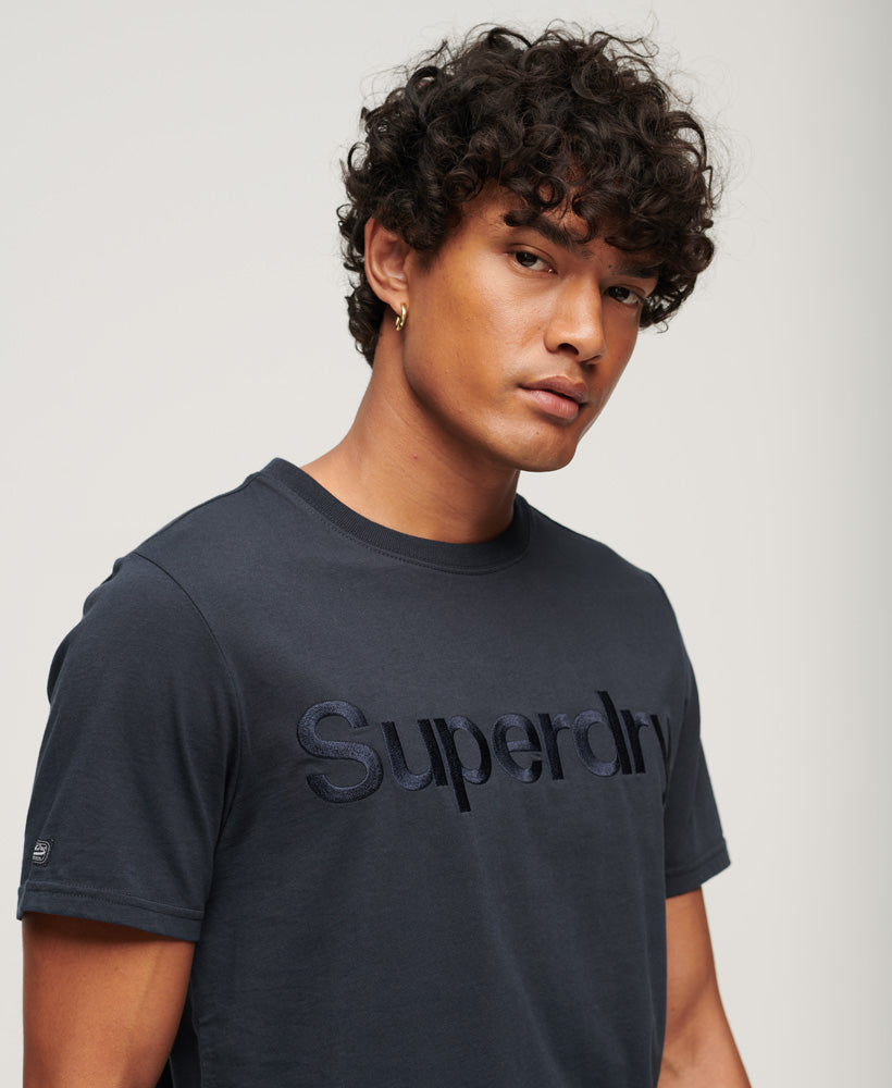 Tonal Embroidered Logo T-Shirt - Eclipse Navy - Superdry Singapore
