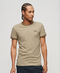 Essential Logo Ringer T-Shirt - Tan Brown Fleck Marl/Buck Tan - Superdry Singapore