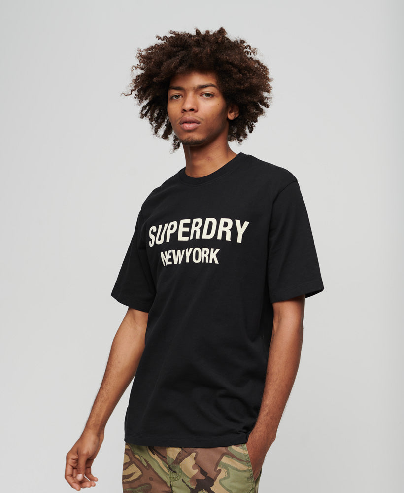 Luxury Sport Loose T-Shirt - Black/White - Superdry Singapore