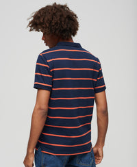 Jersey Stripe Polo Shirt - Navy/Orange Stripe - Superdry Singapore