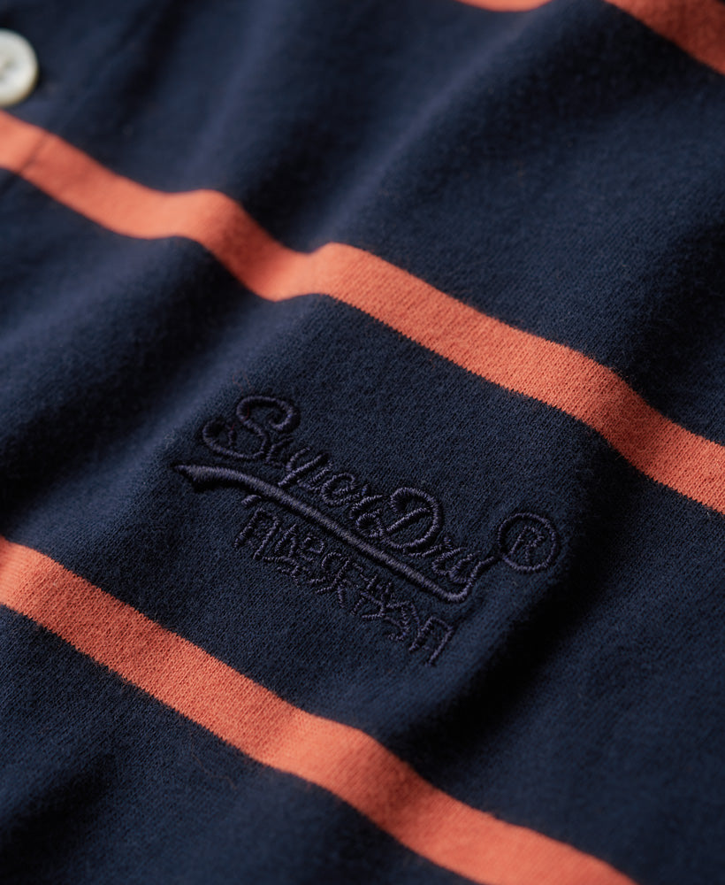 Jersey Stripe Polo Shirt - Navy/Orange Stripe - Superdry Singapore