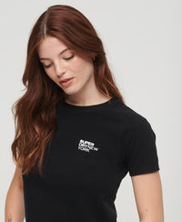 Sport Luxe Logo Fitted Cropped T-Shirt - Black - Superdry Singapore