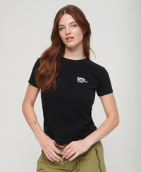 Sport Luxe Logo Fitted Cropped T-Shirt - Black - Superdry Singapore