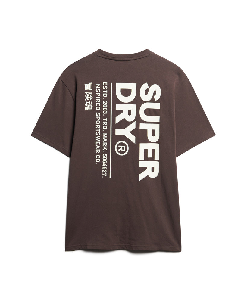 Utility Sport Logo Loose T-Shirt - Dark Oak Brown - Superdry Singapore