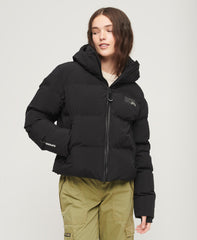 Hooded Boxy Puffer Jacket - Black