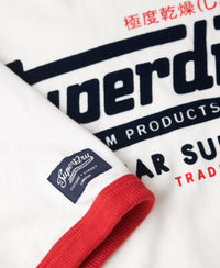 Core Logo American Classic Ringer T-Shirt - Winter White/Flare Red - Superdry Singapore