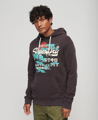 Japanese Vintage Logo Graphic Hoodie - Winter Berry - Superdry Singapore