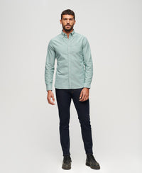 Organic Cotton Long Sleeve Oxford Shirt - Emerald Green - Superdry Singapore