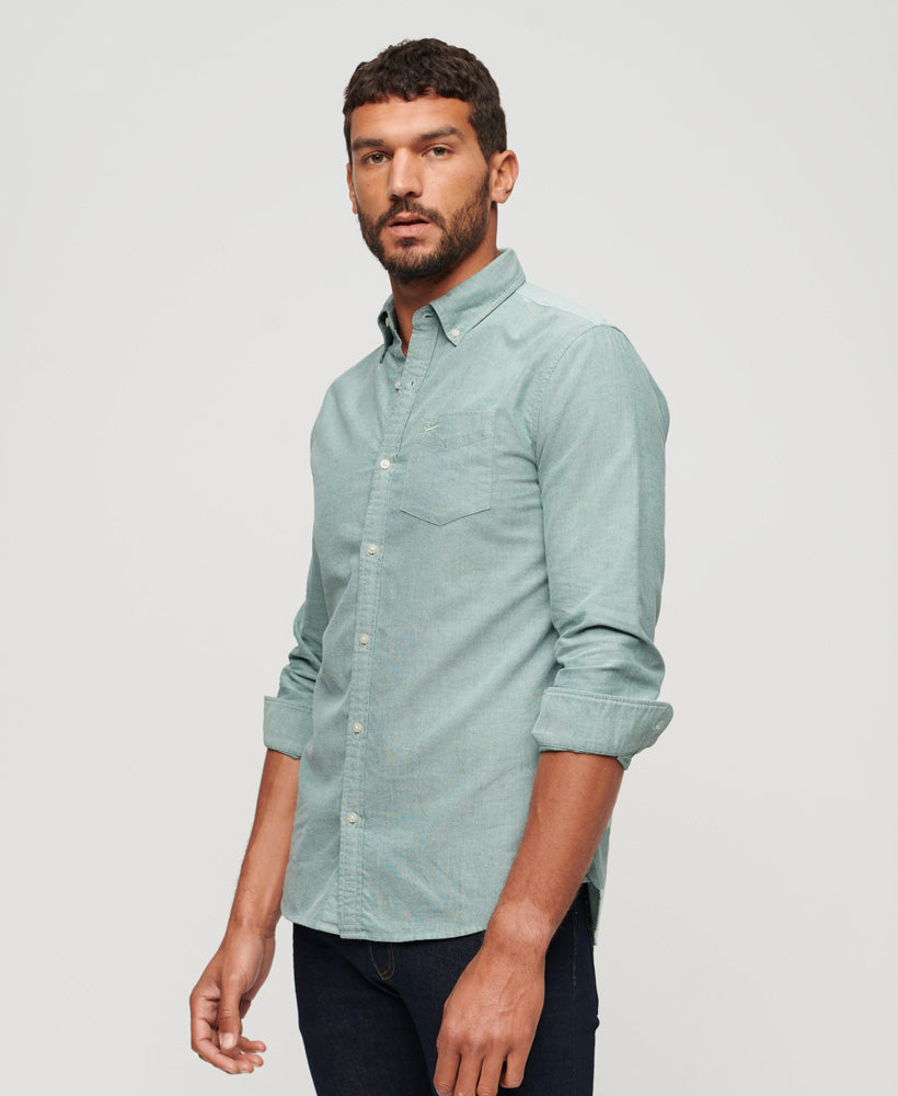 Organic Cotton Long Sleeve Oxford Shirt - Emerald Green - Superdry Singapore