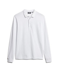 Long Sleeve Cotton Pique Polo Shirt - Optic - Superdry Singapore