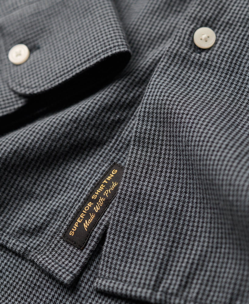 Long Sleeve Cotton Smart Shirt - Navy Blue Mix - Superdry Singapore
