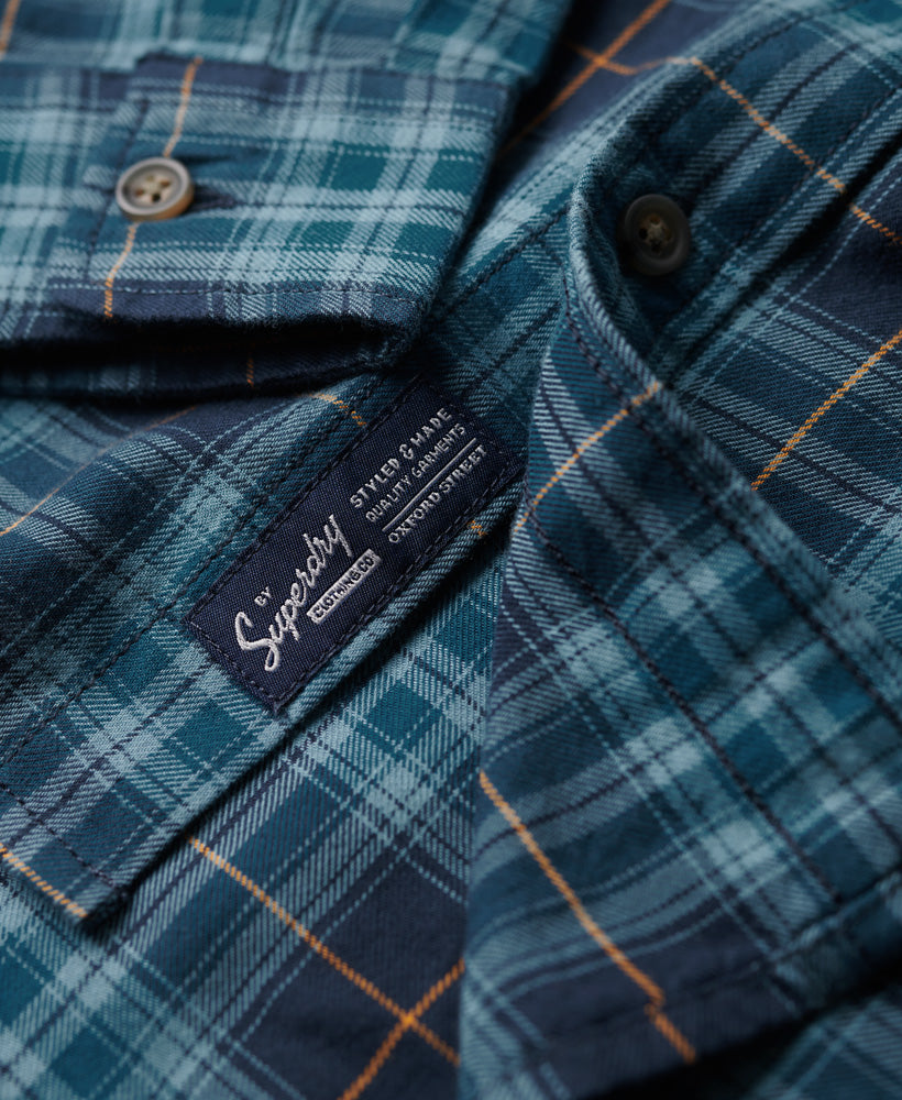 Organic Cotton Vintage Check Shirt - Hoxton Check Navy - Superdry Singapore