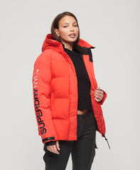Hooded City Padded Wind Parka Jacket - Sunset Red