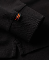 Long Sleeve Cotton Pique Polo Shirt - Black - Superdry Singapore