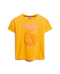 Osaka Graphic Short Sleeve Fitted T-Shirt - Saffron Yellow - Superdry Singapore