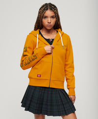 Athletic College Zip Up Hoodie - Track Gold - Superdry Singapore