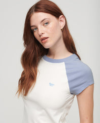 Organic Cotton Essential Logo Raglan T-Shirt - Off White/Rich Blue