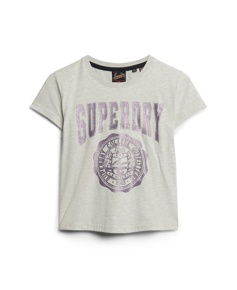 College Scripted Graphic T-Shirt - Glacier Grey Marl - Superdry Singapore