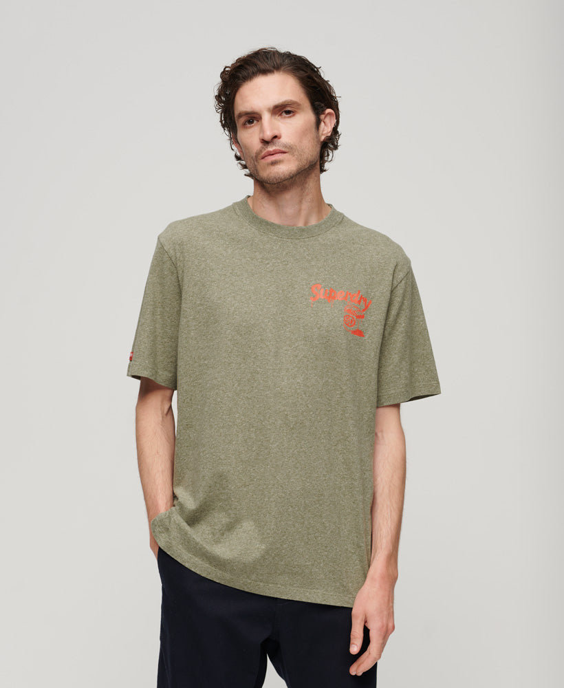 Workwear Trade Graphic T-Shirt - Hushed Olive Grit - Superdry Singapore