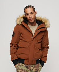 Hooded Everest Puffer Bomber Jacket - Bisque Brown - Superdry Singapore