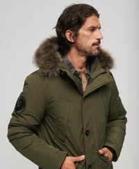 Everest Faux Fur Hooded Parka Coat - Surplus Goods Olive - Superdry Singapore