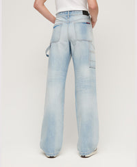 Organic Cotton Mid Rise Denim Carpenter Jeans - Antique Blue - Superdry Singapore
