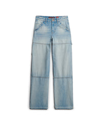 Organic Cotton Mid Rise Denim Carpenter Jeans - Antique Blue - Superdry Singapore