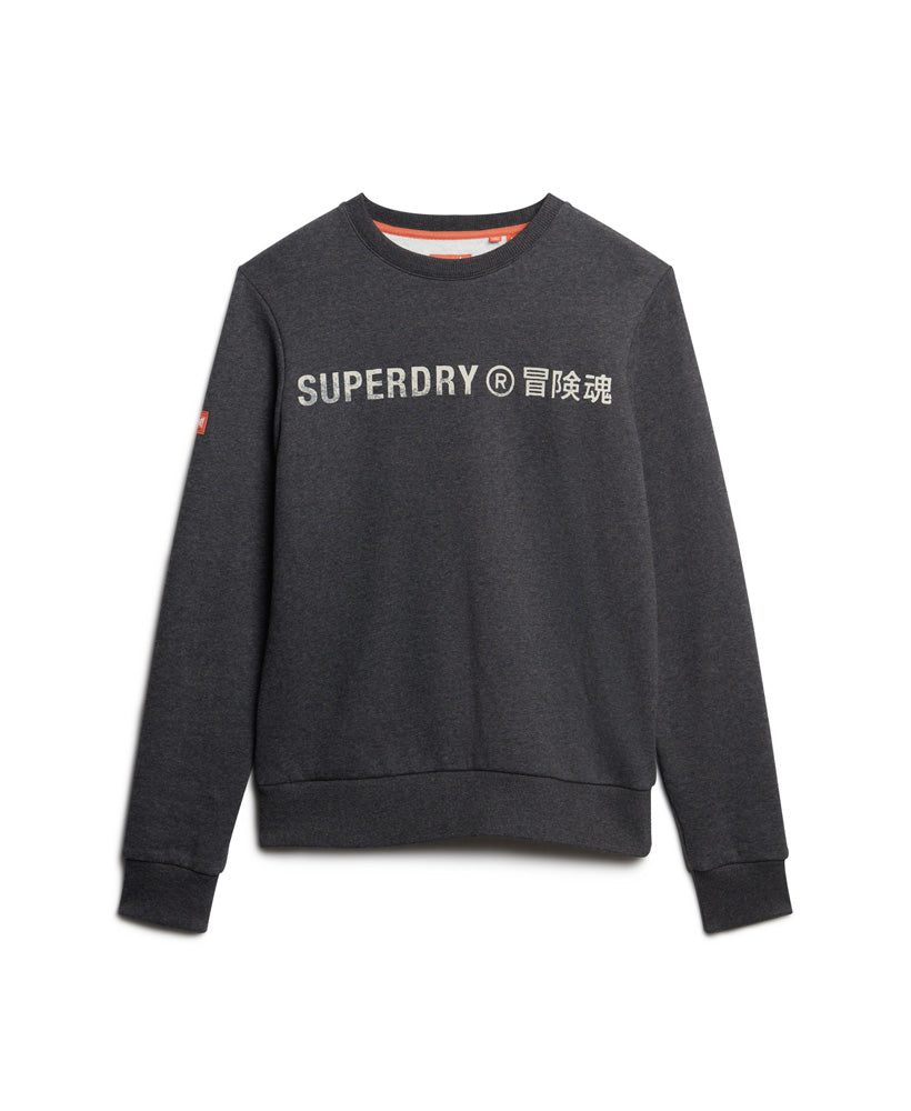 Workwear Logo Vintage Crew Sweatshirt - Raven Black Marl - Superdry Singapore