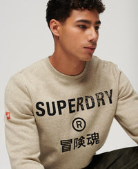 Workwear Logo Vintage Crew Sweatshirt - Tan Brown Fleck Marl - Superdry Singapore