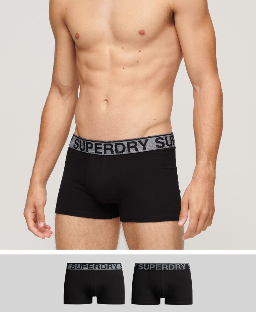 Organic Cotton Trunk Double Pack - Black/Grey - Superdry Singapore
