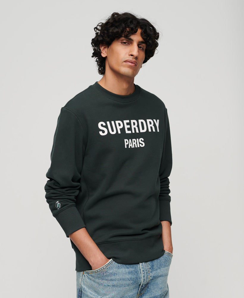 Luxury Sport Loose Fit Crew Sweatshirt - Academy Dark Green - Superdry Singapore