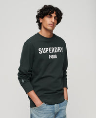 Luxury Sport Loose Fit Crew Sweatshirt - Academy Dark Green