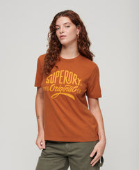 Athletic Script Graphic T-Shirt - Rust Orange Marl - Superdry Singapore