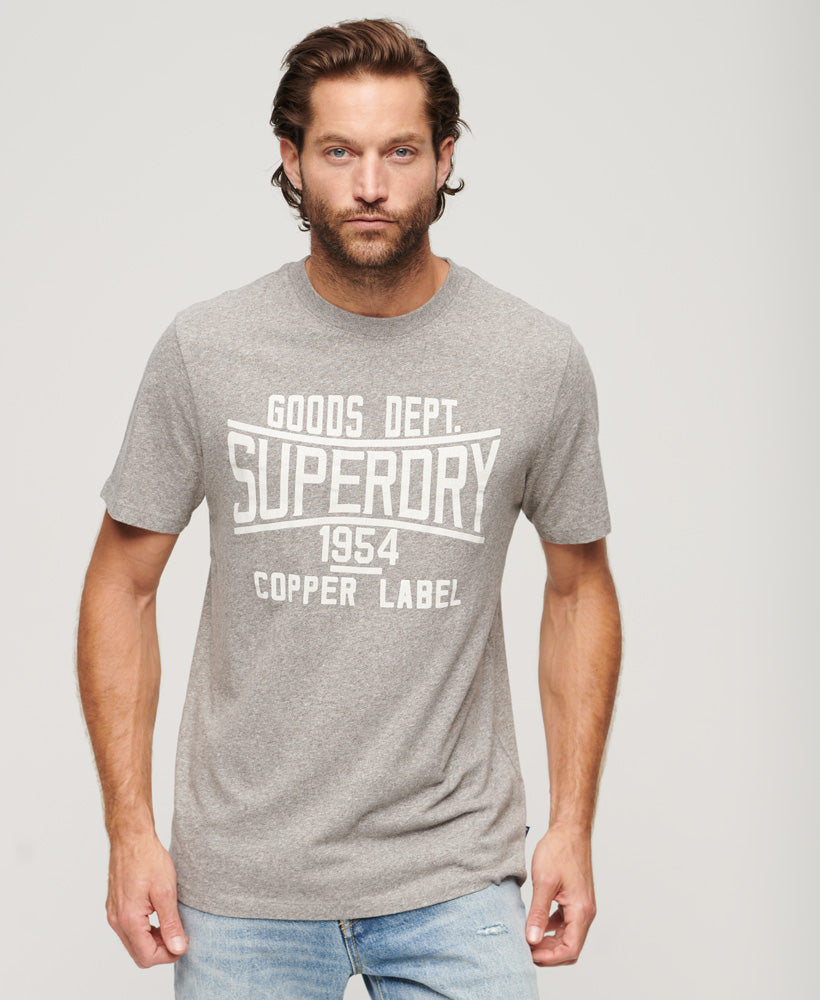 Copper Label Workwear T-Shirt - Steel Grey Grindle - Superdry Singapore