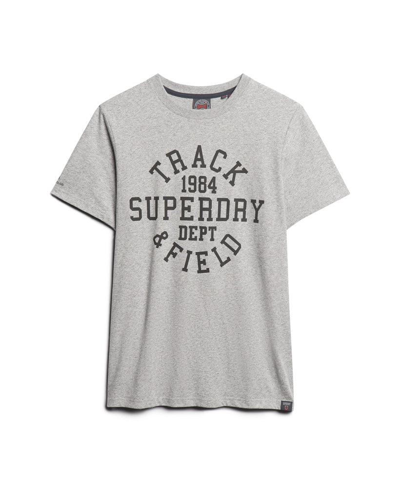 Athletic College Graphic T-shirt - Vintage Grey Fleck Marl - Superdry Singapore