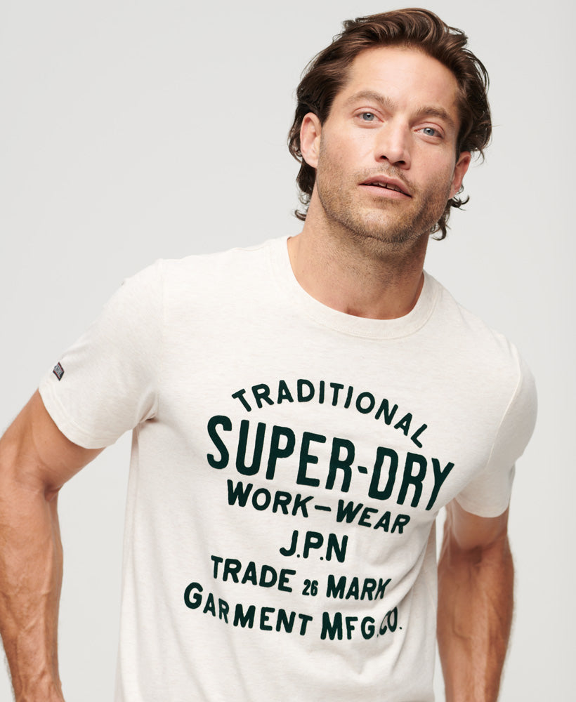 Athletic Script Graphic T-Shirt - Oat Cream Marl - Superdry Singapore