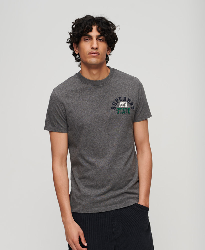 Embroidered Superstate Athletic Logo T-Shirt - Rich Charcoal Marl - Superdry Singapore