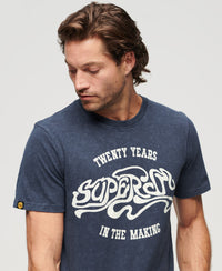 70s Lo-Fi Graphic Band T-Shirt - Lauren Navy Slub - Superdry Singapore