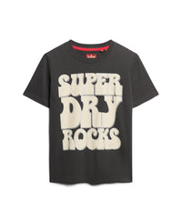 70S Retro Rock Logo T-Shirt - Washed Black - Superdry Singapore