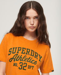 Athletic Script Graphic T-Shirt - Thrift Gold Marl - Superdry Singapore