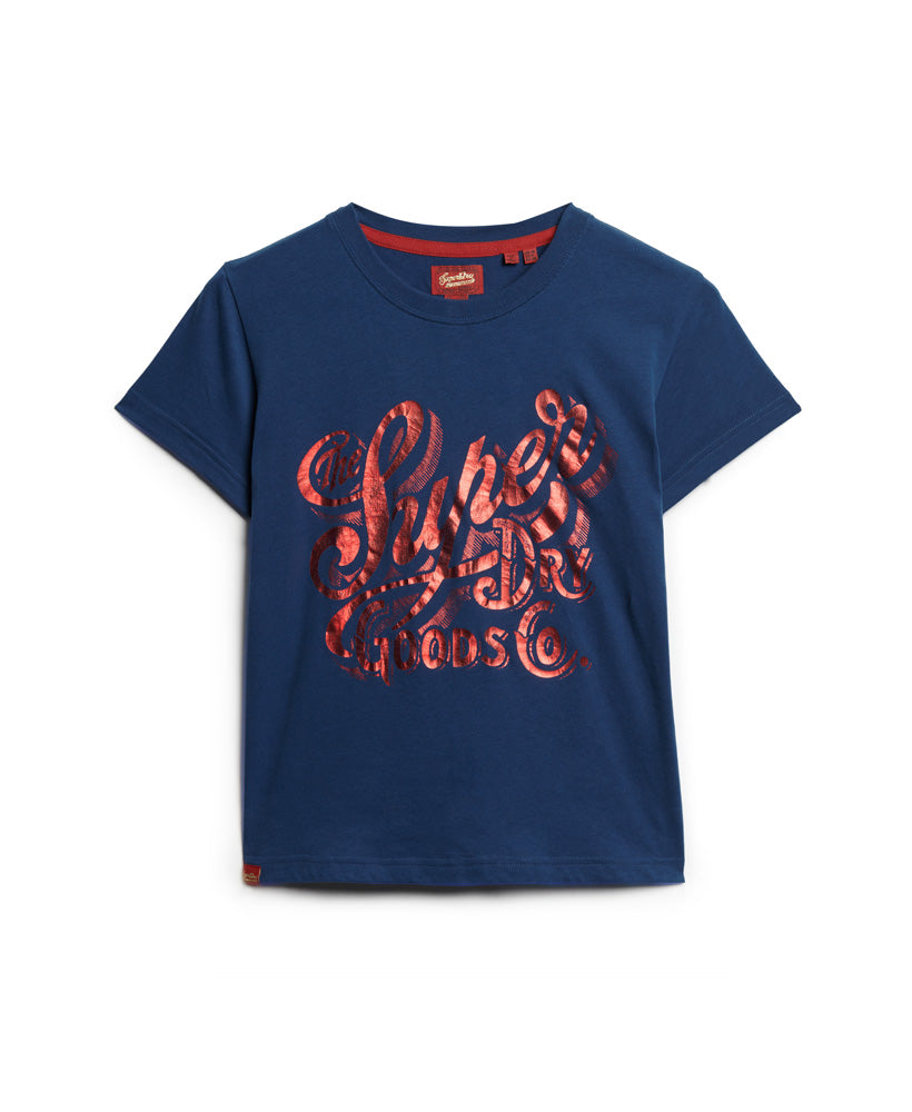 Workwear Scripted Graphic T-Shirt - Supermarine Navy - Superdry Singapore