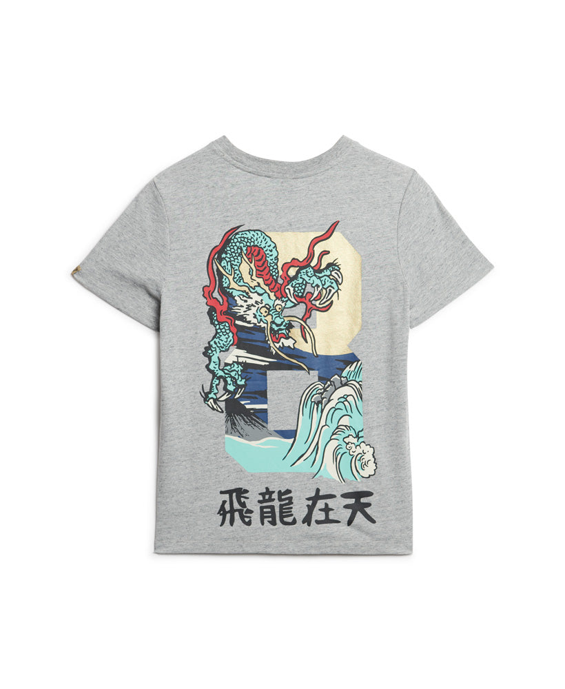CNY Graphic T-Shirt - Athletic Grey Marl - Superdry Singapore