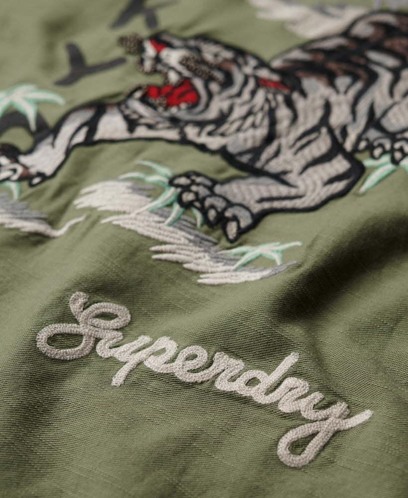 Embellished Military Overshirt - Drab Olive Green - Superdry Singapore