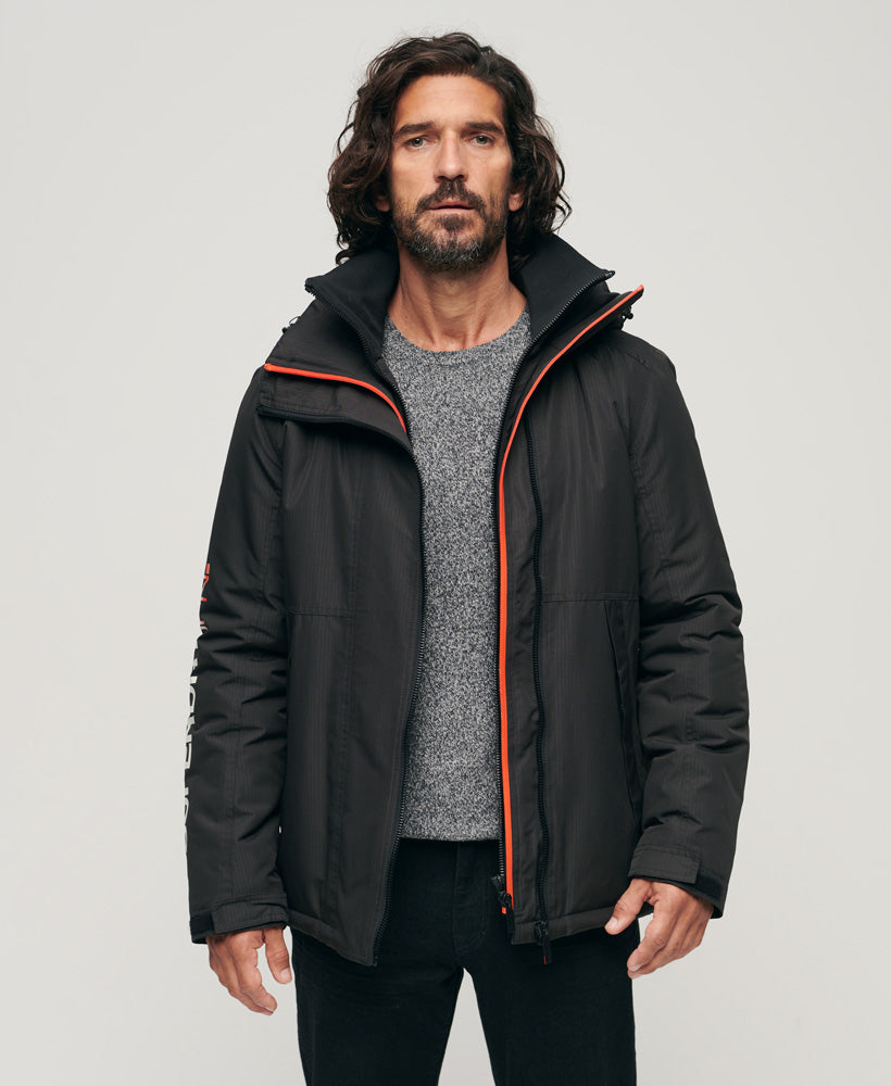 Hooded Yachter Windbreaker Jacket Black/Bold Orange Superdry Men