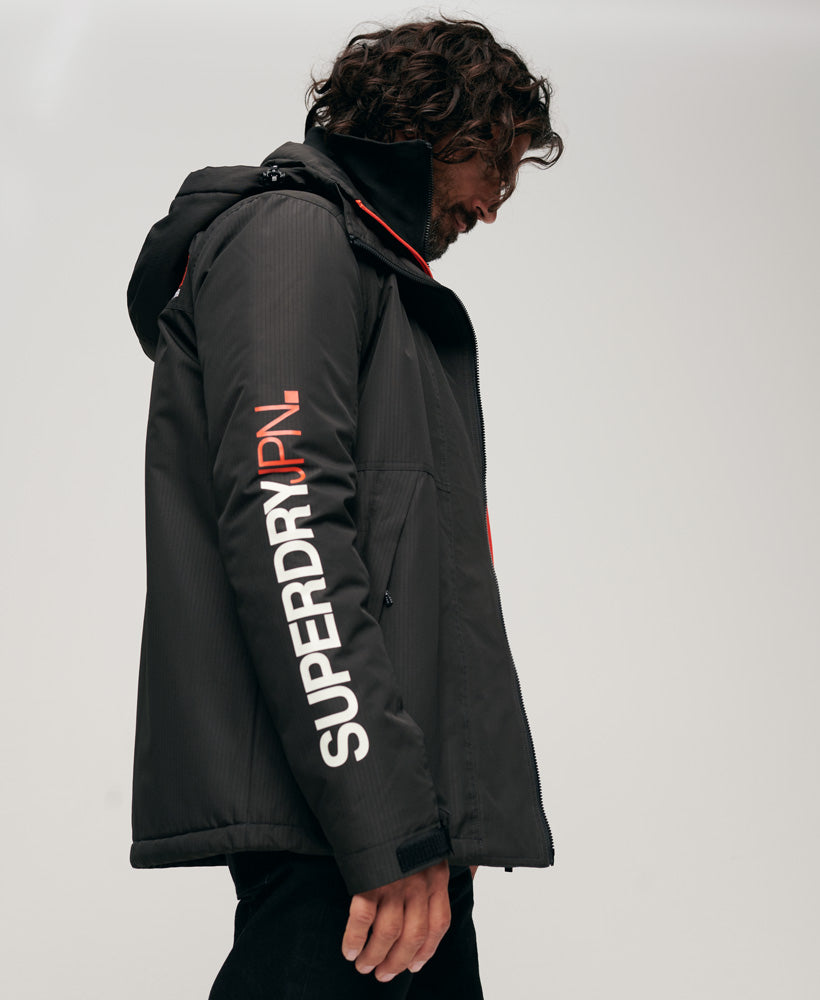 Hooded Yachter Windbreaker Jacket Black/Bold Orange Superdry Men