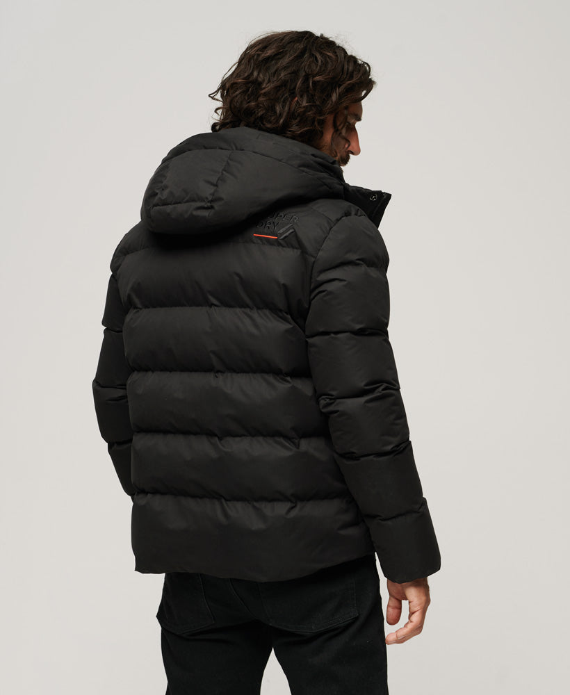 Hooded Microfibre Sports Puffer Jacket - Black - Superdry Singapore