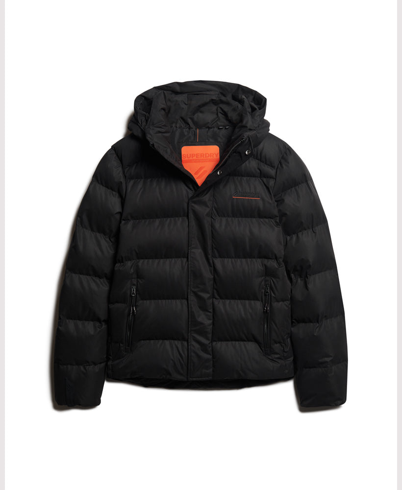 Hooded Microfibre Sports Puffer Jacket - Black - Superdry Singapore