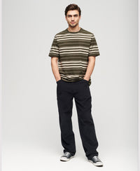 Relaxed Stripe T-Shirt - Olive Stripe - Superdry Singapore